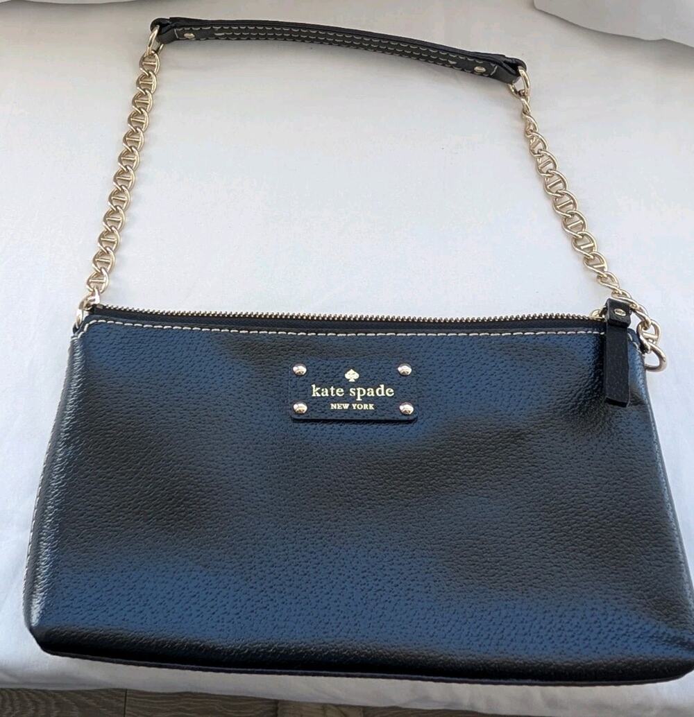 Kate Spade Black Zip Wellesley Byrd Shoulder Bag Gold Chain leather NWOT
